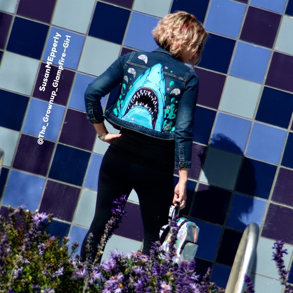 ⚡️SOLD!⚡️🦈 JAWSome Hand Crafted Upcycled  Jacket - Picture 2 of 5